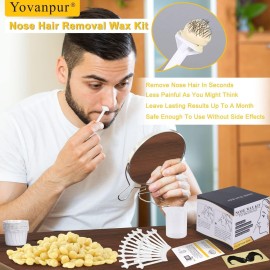 Nose Wax Kit for Men Women, Yovanpur Nose Hair Waxing Kit with 100g Nose Hair Wax Beads (15-20 USES), 20 Applicator, 15 Mustache Protector, 10 Paper Cups, 1 Measuring Cup - Easy, Quick and Painless Nose Wax Kit for Men Women, Yovanpur Nose Hair Waxing Kit with 100g Nose Hair Wax Beads (15-20 USES), 20 Applicator, 15 Mustache Protector, 10 Paper Cups, 1 Measuring Cup - Easy, Quick and Painless