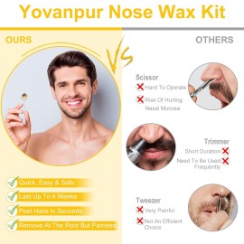 Nose Wax Kit for Men Women, Yovanpur Nose Hair Waxing Kit with 100g Nose Hair Wax Beads (15-20 USES), 20 Applicator, 15 Mustache Protector, 10 Paper Cups, 1 Measuring Cup - Easy, Quick and Painless Nose Wax Kit for Men Women, Yovanpur Nose Hair Waxing Kit with 100g Nose Hair Wax Beads (15-20 USES), 20 Applicator, 15 Mustache Protector, 10 Paper Cups, 1 Measuring Cup - Easy, Quick and Painless