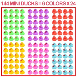 144-Pack Mini Rubber Ducks Set, Mini Colorful Rubber Duckies Bath Toy for Child,Float & Squeak Tiny Ducks Pool Toy Set for Kids Party Favors,Birthday Party Supplies,Prize Rewards