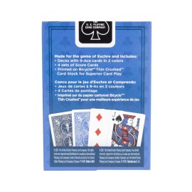Bicycle Euchre Playing Card Deck - 9 Through Ace - Double Deck, Blue Bicycle Euchre Playing Card Deck - 9 Through Ace - Double Deck, Blue