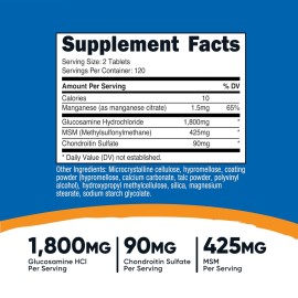 Nutricost Glucosamine 1800mg with Chondroitin & MSM, 240 Tablets, 120 Servings - Non-GMO, Gluten Free Nutricost Glucosamine 1800mg with Chondroitin & MSM, 240 Tablets, 120 Servings - Non-GMO, Gluten Free