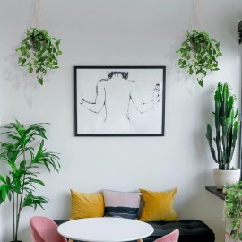 TNNTOPELE Fake Hanging Plants with Pots, 2 Pack Artificial Faux Anthurium Leaf Hanging Basket Plant for Wall Home Room Indoor Outdoor Decor TNNTOPELE Fake Hanging Plants with Pots, 2 Pack Artificial Faux Anthurium Leaf Hanging Basket Plant for Wall Home Room Indoor Outdoor Decor