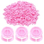 Miuffue 300 Pcs Glue Rings Smart Glue Holder for Eyelash Extensions, Easy Fanning Glue Cups for Volume Lashes, Pink
