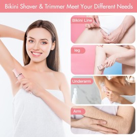 AIBRIT PRO Electric Bikini Trimmer for Women - 2 in 1 Electric Lady Pubic Hair Groomer Painless Hair Removal Razor Body Shaver, Portable Ladies Shaver with 2 Trimmer Heads, IPX7 Waterproof AIBRIT PRO Electric Bikini Trimmer for Women - 2 in 1 Electric Lady Pubic Hair Groomer Painless Hair Removal Razor Body Shaver, Portable Ladies Shaver with 2 Trimmer Heads, IPX7 Waterproof