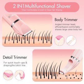 AIBRIT PRO Electric Bikini Trimmer for Women - 2 in 1 Electric Lady Pubic Hair Groomer Painless Hair Removal Razor Body Shaver, Portable Ladies Shaver with 2 Trimmer Heads, IPX7 Waterproof AIBRIT PRO Electric Bikini Trimmer for Women - 2 in 1 Electric Lady Pubic Hair Groomer Painless Hair Removal Razor Body Shaver, Portable Ladies Shaver with 2 Trimmer Heads, IPX7 Waterproof