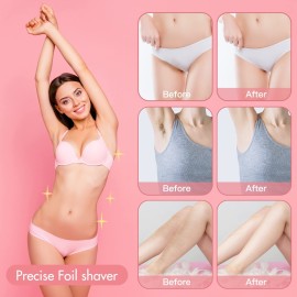 AIBRIT PRO Electric Bikini Trimmer for Women - 2 in 1 Electric Lady Pubic Hair Groomer Painless Hair Removal Razor Body Shaver, Portable Ladies Shaver with 2 Trimmer Heads, IPX7 Waterproof AIBRIT PRO Electric Bikini Trimmer for Women - 2 in 1 Electric Lady Pubic Hair Groomer Painless Hair Removal Razor Body Shaver, Portable Ladies Shaver with 2 Trimmer Heads, IPX7 Waterproof