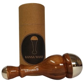 Livronic Face Detox Bronze/Kansa Wand Body and Foot Massager with Wooden Handle for Detoxification and Deep Relaxation Large Kansa Wand 2 in 1 Smaal