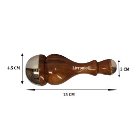 Livronic Face Detox Bronze/Kansa Wand Body and Foot Massager with Wooden Handle for Detoxification and Deep Relaxation Large Kansa Wand 2 in 1 Smaal