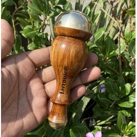 Livronic Face Detox Bronze/Kansa Wand Body and Foot Massager with Wooden Handle for Detoxification and Deep Relaxation Large Kansa Wand 2 in 1 Smaal