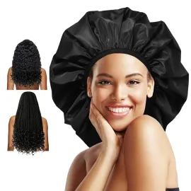 Auban Extra Large Shower Cap, Double-Layer Waterproof Reusable, XL Satin Lining Shower Bonnet for Women Thick, Long Hair, Locs, Braids(Black) Auban Extra Large Shower Cap, Double-Layer Waterproof Reusable, XL Satin Lining Shower Bonnet for Women Thick, Long Hair, Locs, Braids(Black)