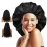 Auban Extra Large Shower Cap, Double-Layer Waterproof Reusable, XL Satin Lining Shower Bonnet for Women Thick, Long Hair, Locs, Braids(Black)
