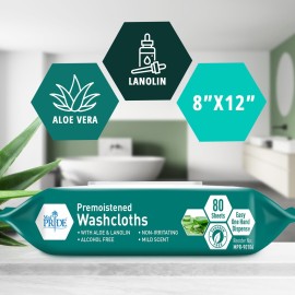 MED PRIDE Disposable XL Premoistened Washcloths 8 x 12 Pack of 80 - Adult Cloth Wipes For Sensitive Skin- Extra Soft Incontinence Wipes MED PRIDE Disposable XL Premoistened Washcloths 8 x 12 Pack of 80 - Adult Cloth Wipes For Sensitive Skin- Extra Soft Incontinence Wipes