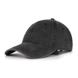 Zylioo Extra Big Washed Cotton Baseball Cap,Deep Ball Cap for Big Heads,Soft Crown Large Running Hat Black Gray