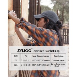 Zylioo Extra Big Washed Cotton Baseball Cap,Deep Ball Cap for Big Heads,Soft Crown Large Running Hat Black Gray Zylioo Extra Big Washed Cotton Baseball Cap,Deep Ball Cap for Big Heads,Soft Crown Large Running Hat Black Gray