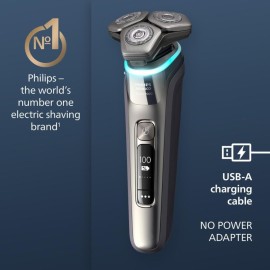 Philips Norelco Shaver Series 9000, Wet and Dry Electric Shaver, with Lift & Cut Shaving System and SenseIQ Technology, Pop-up Trimmer, Cleaning Pod, Charging Stand and Travel Case, Model S9987/85