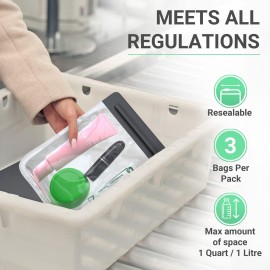 Ogato 3pcs - TSA Approved Toiletry Bag - Quart Size Clear Toiletry Bags are Security Approved Worldwide for Liquids & Cosmetics - 100% 3-1-1 Compliant Travel Bags for Toiletries Ogato 3pcs - TSA Approved Toiletry Bag - Quart Size Clear Toiletry Bags are Security Approved Worldwide for Liquids & Cosmetics - 100% 3-1-1 Compliant Travel Bags for Toiletries