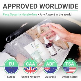 Ogato 3pcs - TSA Approved Toiletry Bag - Quart Size Clear Toiletry Bags are Security Approved Worldwide for Liquids & Cosmetics - 100% 3-1-1 Compliant Travel Bags for Toiletries Ogato 3pcs - TSA Approved Toiletry Bag - Quart Size Clear Toiletry Bags are Security Approved Worldwide for Liquids & Cosmetics - 100% 3-1-1 Compliant Travel Bags for Toiletries