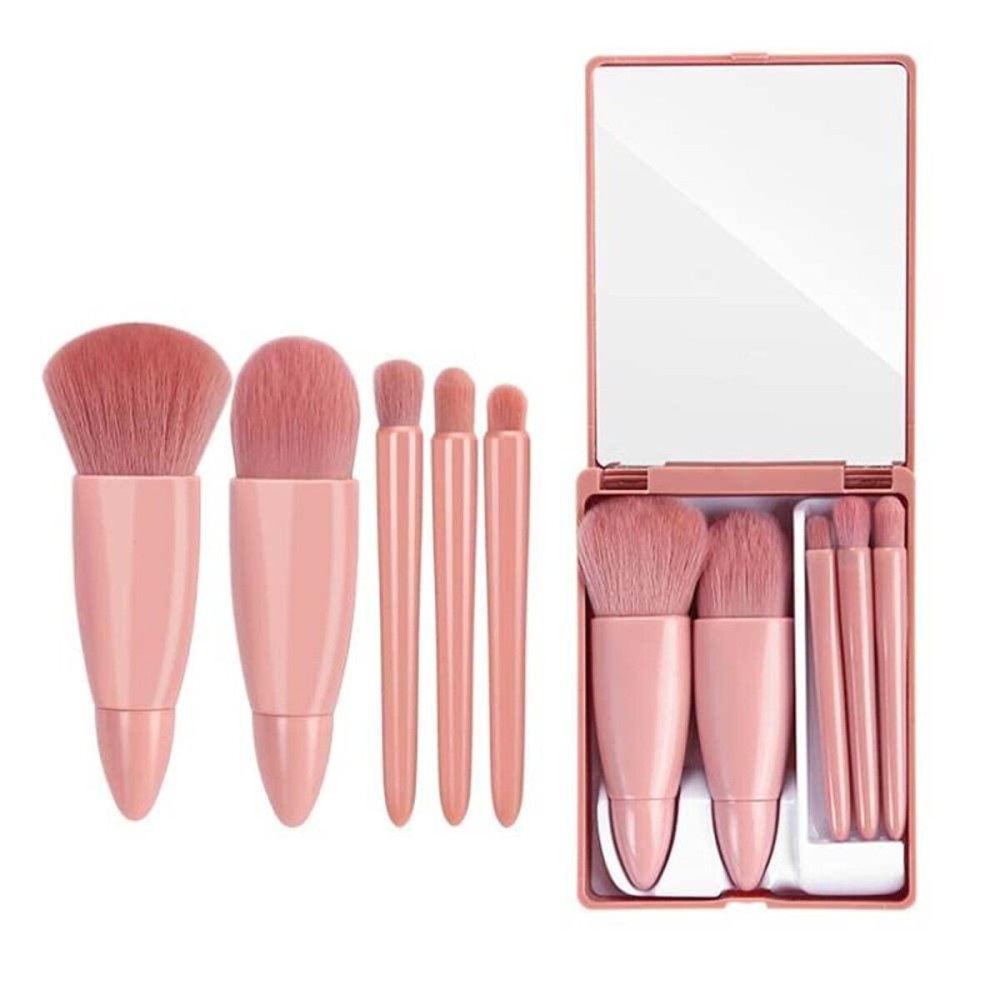 Easy-taken Travel Makeup Brush Set, COSHINE 5pcs Mini Complete Function Cosmetic Brushes Kit (5pcs with mirror) Easy-taken Travel Makeup Brush Set, COSHINE 5pcs Mini Complete Function Cosmetic Brushes Kit (5pcs with mirror)