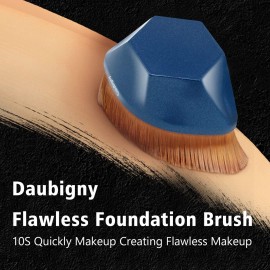 Daubigny Perfect Makeup Brush for Face Blush Foundation Brush for Blending Liquid, Cream or Flawless Powder Cosmetics with Protective Case (Blue)