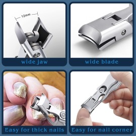 German Nail Clippers for Men with Catcher, Heavy Duty Toe Nail Clippers for Thick Nails Seniors, Portable Ultra Sharp Fingernail Clippers with Wide Mouth, Anti Splash Stainless Steel Nail Cutters German Nail Clippers for Men with Catcher, Heavy Duty Toe Nail Clippers for Thick Nails Seniors, Portable Ultra Sharp Fingernail Clippers with Wide Mouth, Anti Splash Stainless Steel Nail Cutters