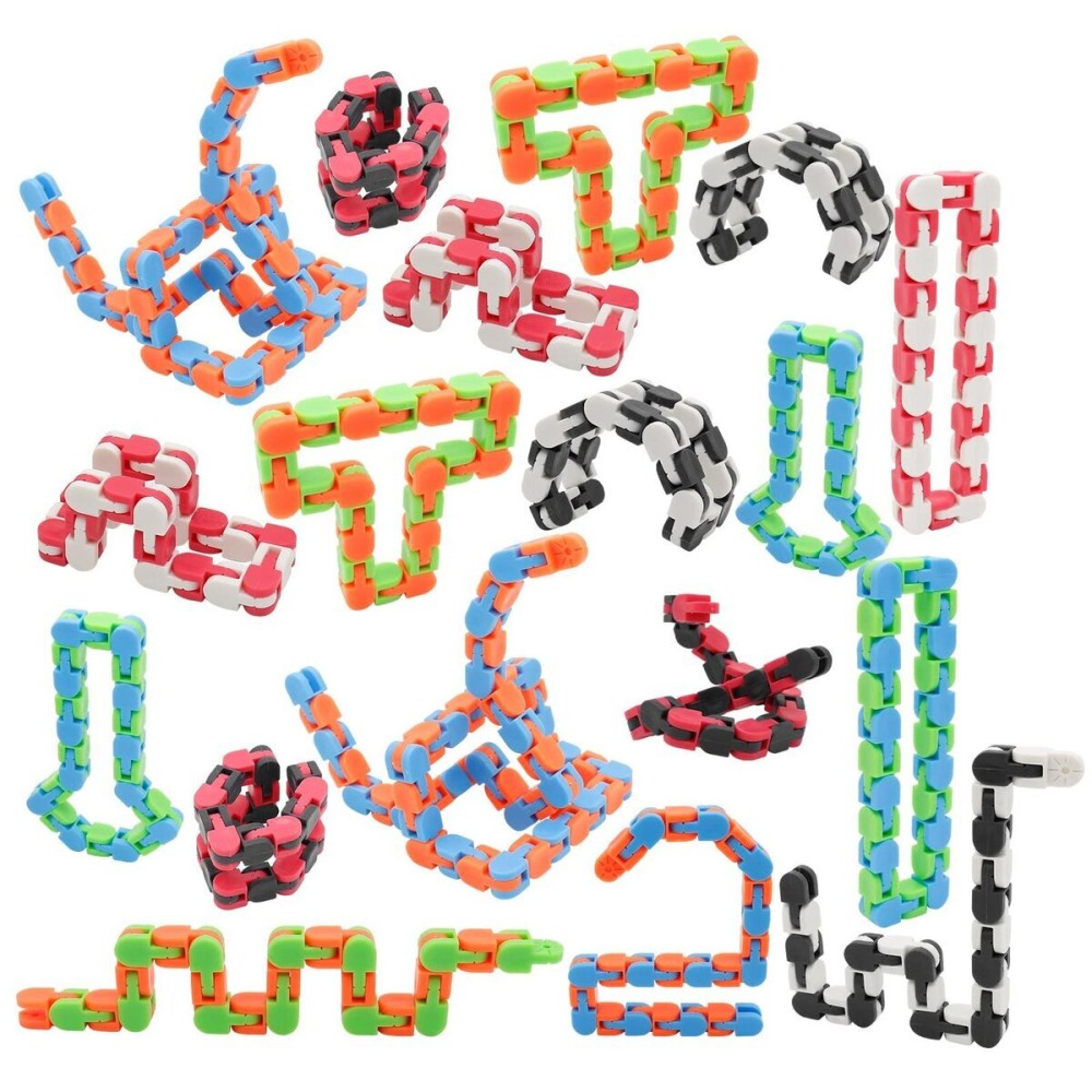 LENDOD 18 Pack Wacky Tracks Snap and Click Fidget Toys Finger Sensory Toys, 24 Links Snake Puzzles for Stress Relief, Party Bag Fillers, Party Supplies LENDOD 18 Pack Wacky Tracks Snap and Click Fidget Toys Finger Sensory Toys, 24 Links Snake Puzzles for Stress Relief, Party Bag Fillers, Party Supplies
