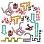 LENDOD 18 Pack Wacky Tracks Snap and Click Fidget Toys Finger Sensory Toys, 24 Links Snake Puzzles for Stress Relief, Party Bag Fillers, Party Supplies