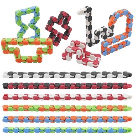 LENDOD 18 Pack Wacky Tracks Snap and Click Fidget Toys Finger Sensory Toys, 24 Links Snake Puzzles for Stress Relief, Party Bag Fillers, Party Supplies LENDOD 18 Pack Wacky Tracks Snap and Click Fidget Toys Finger Sensory Toys, 24 Links Snake Puzzles for Stress Relief, Party Bag Fillers, Party Supplies