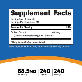 Nutricost Saffron Extract 88.5mg, 240 Capsules - Veggie Caps, Non-GMO, Gluten Free Nutricost Saffron Extract 88.5mg, 240 Capsules - Veggie Caps, Non-GMO, Gluten Free