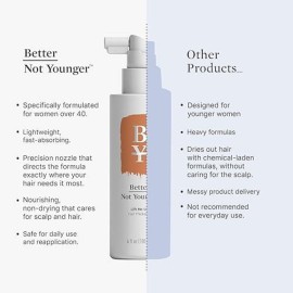 Better Not Younger - Lift Me Up Hair Thickener Spray 6fl.oz. for Women Over 40, Helps in Volumizing, Nourishing Scalp, Adds Texture for Visibible Fuller Hair - Non-Sticky