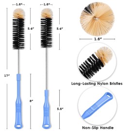MOSOLAN Bottle Cleaning Brush, 17 Inches Extra Long Handle Water Bottle Brush, Flexible Bendable Cleaner for Washing Narrow Neck Bottles, Wine Decanter, Kombucha, Pipes, Beer Brewing Supplies, 2 Pack MOSOLAN Bottle Cleaning Brush, 17 Inches Extra Long Handle Water Bottle Brush, Flexible Bendable Cleaner for Washing Narrow Neck Bottles, Wine Decanter, Kombucha, Pipes, Beer Brewing Supplies, 2 Pack