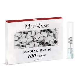 MelodySusie 100 Pcs Nail Drill Bits Sanding Bands for Nail Drill 180 Fine Grit Nail File Sanding Bands for Acrylic Nails Gel Manicures and Pedicure