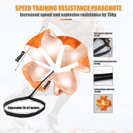Nusogon Running Speed Training, 56 inch Speed Drills Resistance Parachute Running Sprint Chute Soccer Football Sport Speed Training(Orange) Nusogon Running Speed Training, 56 inch Speed Drills Resistance Parachute Running Sprint Chute Soccer Football Sport Speed Training(Orange)