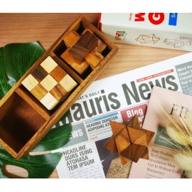 NUTTA - 3 in 1 Set Wooden Games Brain Teaser Wood Toy Desk Puzzle Coffee Table Decor Broad Game 3D Puzzles for Teens and Adults Fun Games Indoor Outdoor Camping Decorate Party Gift Christmas
