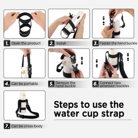 EasyAcc Water Bottle Holder Strap Sling, for Owala FreeSip 24 32 40 oz, Hydro Flask, Yeti, Stanley Flip, Universal Water Bottles, with Carabiner, for Walking Hiking Curise Travel (Bottle Excluded)