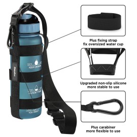 EasyAcc Water Bottle Holder Strap Sling, for Owala FreeSip 24 32 40 oz, Hydro Flask, Yeti, Stanley Flip, Universal Water Bottles, with Carabiner, for Walking Hiking Curise Travel (Bottle Excluded)