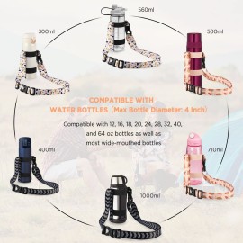 EasyAcc Water Bottle Holder Strap Sling, for Owala FreeSip 24 32 40 oz, Hydro Flask, Yeti, Stanley Flip, Universal Water Bottles, with Carabiner, for Walking Hiking Curise Travel (Bottle Excluded)