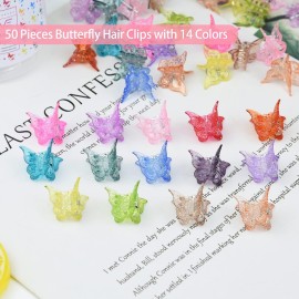 EAONE Sparkly Mini Butterfly Clips, Glitter Colorful Mini Hair Claw Clip for Girls and Women, 90s Y2K Cute Hair Styling Accessories, More than 10 Asscorted Colors, Set of 50