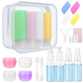 Muslish 21 Pack Leak Proof Silicone Travel Bottles Set, TSA Approved Containers for Toiletries, Travel Size Accessories and Shampoo Conditioner Bottles with Toiletry Bag (BPA Free)