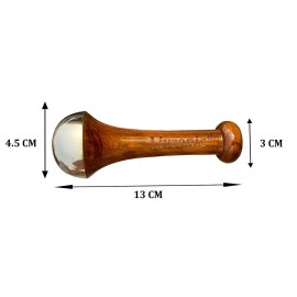 Livronic Kansa Wand for Face,Body & Foot Massager with Teak Wooden Handle Small Bronze Capped Small Kansa Wand for Deep Relaxation 4.5 Cm Natural Brown