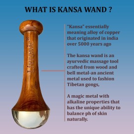 Livronic Kansa Wand for Face,Body & Foot Massager with Teak Wooden Handle Small Bronze Capped Small Kansa Wand for Deep Relaxation 4.5 Cm Natural Brown
