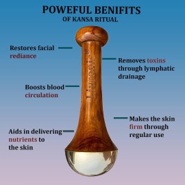 Livronic Kansa Wand for Face,Body & Foot Massager with Teak Wooden Handle Small Bronze Capped Small Kansa Wand for Deep Relaxation 4.5 Cm Natural Brown