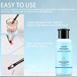 AIJIMEI Nail Brush Cleaner Preserver & Restorer Nail Brush Cleaner Solution Clean Manicure Brushes Set A with Glass Cup & Cleaning Cotton Pads for Nail Art Brushes 58ml (Brush Cleaner 2OZ) AIJIMEI Nail Brush Cleaner Preserver & Restorer Nail Brush Cleaner Solution Clean Manicure Brushes Set A with Glass Cup & Cleaning Cotton Pads for Nail Art Brushes 58ml (Brush Cleaner 2OZ)