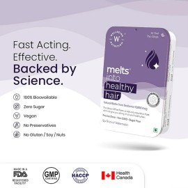 Wellbeing Nutrition Melts Healthy Hair (30 Oral Thin Strips) with Plant Based Biotin, Zinc, Bamboo Extract, Folic acid for Hair Nourishment, Strength and Thickness Wellbeing Nutrition Melts Healthy Hair (30 Oral Thin Strips) with Plant Based Biotin, Zinc, Bamboo Extract, Folic acid for Hair Nourishment, Strength and Thickness