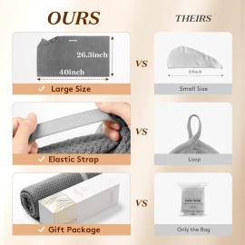 YFONG Large Microfiber Hair Towel Wrap for Women, Soft Hair Drying Towel with Elastic Band, Fast Drying Hair Turbans for Wet Curly Long Hair, Stocking Stuffers for Women 2024 (Gray) YFONG Large Microfiber Hair Towel Wrap for Women, Soft Hair Drying Towel with Elastic Band, Fast Drying Hair Turbans for Wet Curly Long Hair, Stocking Stuffers for Women 2024 (Gray)