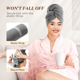 YFONG Large Microfiber Hair Towel Wrap for Women, Soft Hair Drying Towel with Elastic Band, Fast Drying Hair Turbans for Wet Curly Long Hair, Stocking Stuffers for Women 2024 (Gray) YFONG Large Microfiber Hair Towel Wrap for Women, Soft Hair Drying Towel with Elastic Band, Fast Drying Hair Turbans for Wet Curly Long Hair, Stocking Stuffers for Women 2024 (Gray)