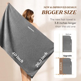 YFONG Large Microfiber Hair Towel Wrap for Women, Soft Hair Drying Towel with Elastic Band, Fast Drying Hair Turbans for Wet Curly Long Hair, Stocking Stuffers for Women 2024 (Gray) YFONG Large Microfiber Hair Towel Wrap for Women, Soft Hair Drying Towel with Elastic Band, Fast Drying Hair Turbans for Wet Curly Long Hair, Stocking Stuffers for Women 2024 (Gray)