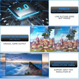 4K HDMI Video Capture Card, Cam Link Card Game Capture Card Audio Capture Adapter HDMI to USB 2.0 Record Capture Device for Streaming, Live Broadcasting, Video Conference, Teaching, Gaming(Black) 4K HDMI Video Capture Card, Cam Link Card Game Capture Card Audio Capture Adapter HDMI to USB 2.0 Record Capture Device for Streaming, Live Broadcasting, Video Conference, Teaching, Gaming(Black)