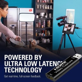 4K HDMI Video Capture Card, Cam Link Card Game Capture Card Audio Capture Adapter HDMI to USB 2.0 Record Capture Device for Streaming, Live Broadcasting, Video Conference, Teaching, Gaming(Black) 4K HDMI Video Capture Card, Cam Link Card Game Capture Card Audio Capture Adapter HDMI to USB 2.0 Record Capture Device for Streaming, Live Broadcasting, Video Conference, Teaching, Gaming(Black)