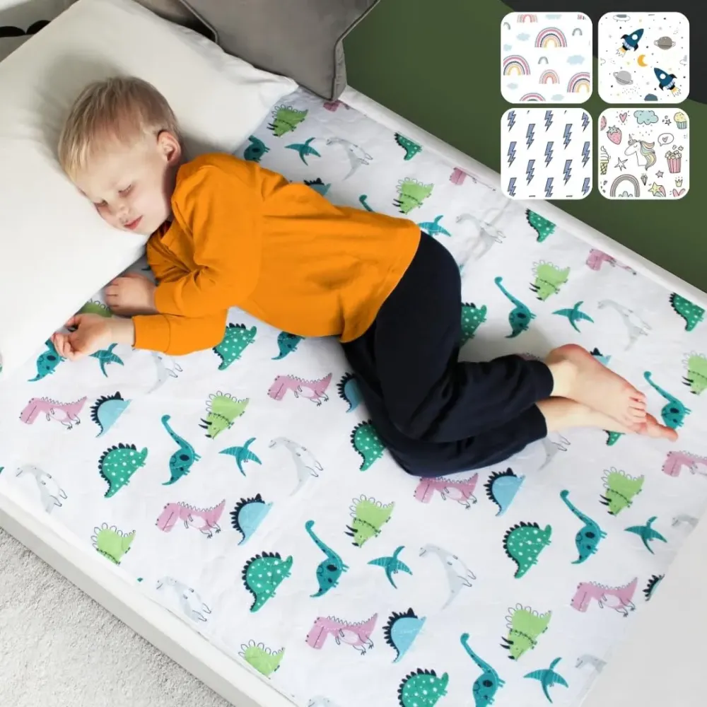 Hygge Sheets Potty Training Pee Pads for Kids, Toddlers - 100% Waterproof, Non Slip Bed Wetting Pad for Twin Beds - Washable, Reusable Mattress & Sheet Protector - Dinosaur Hygge Sheets Potty Training Pee Pads for Kids, Toddlers - 100% Waterproof, Non Slip Bed Wetting Pad for Twin Beds - Washable, Reusable Mattress & Sheet Protector - Dinosaur