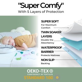 Hygge Sheets Potty Training Pee Pads for Kids, Toddlers - 100% Waterproof, Non Slip Bed Wetting Pad for Twin Beds - Washable, Reusable Mattress & Sheet Protector - Dinosaur Hygge Sheets Potty Training Pee Pads for Kids, Toddlers - 100% Waterproof, Non Slip Bed Wetting Pad for Twin Beds - Washable, Reusable Mattress & Sheet Protector - Dinosaur